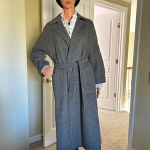 MaxMara Cucito Amano  Double Face Angora Wool checked belt Coat